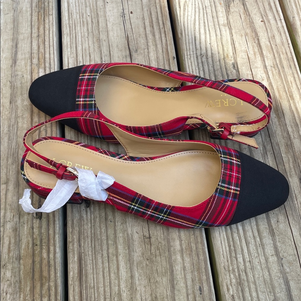 LIKE NEW: J.Crew Tartan Low-Heel Slingback Shoes Size 7.5 - Picture 12 of 13